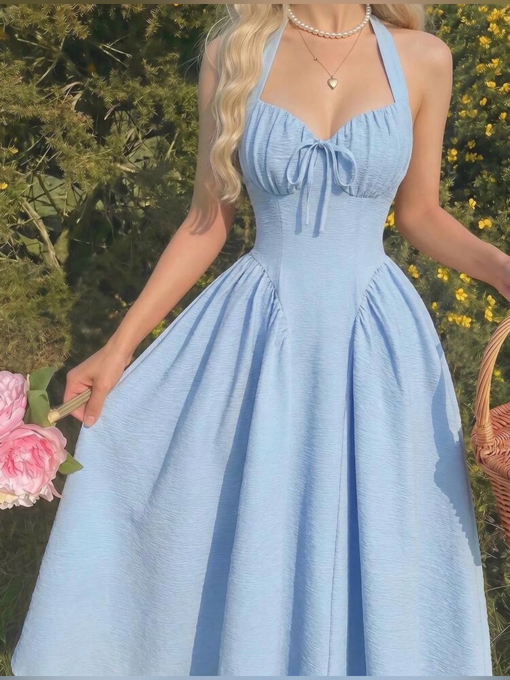 Shein | Light Blue Halter Neck Dress Size L